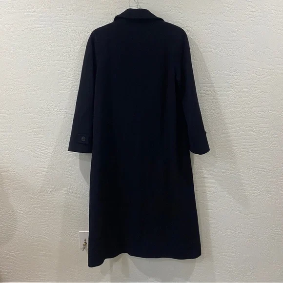 Vintage Black long 100% pure wool overcoat jacket by Jones New York sz 10 S/M - Picture 3 of 9